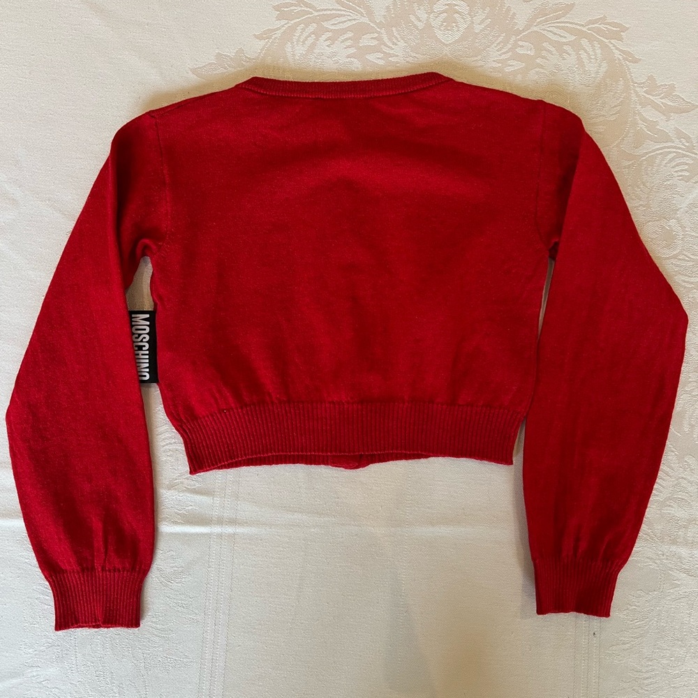 Moschino Red Kids Bear Embroidered Button Cardigan - Picture 6 of 8
